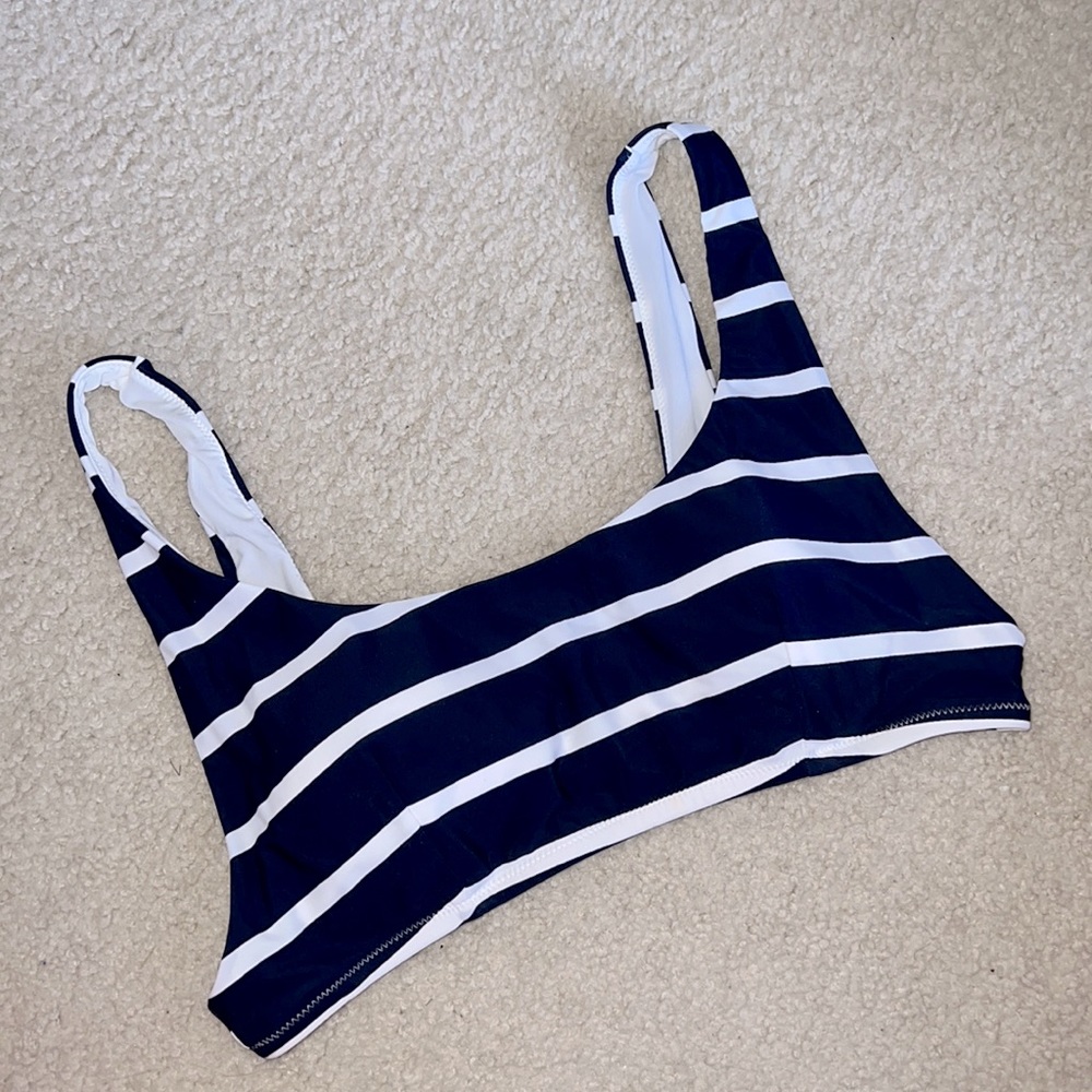 Aerie Navy and White Striped Bikini Top